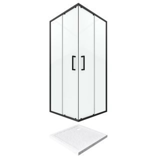 Pack Paroi Porte De Douche D'angle+ Receveur à Poser-90x90 Ouverture En Angle-crush Moon Angle 90x90