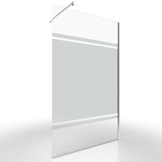 Paroi De Douche 140x200cm - Bande Miroir - Barre De Fixation Extensible Et Profil Chrome