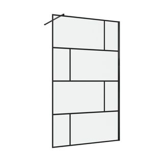 Paroi De Douche à L'italienne Serigraphie Type Brique - Dim, 120x195cm - Profile Noir Mat - 5mm