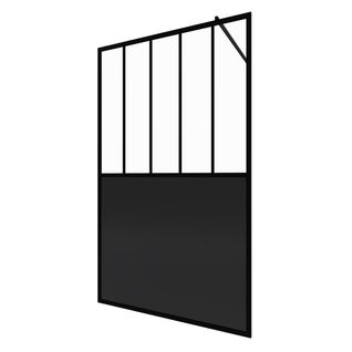 Paroi De Douche 120x200 Cm Type Verriere - Verre Trempe Et Structure Aluminium Noir Mat