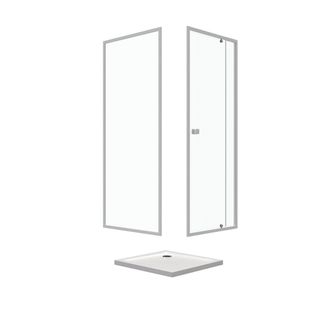 Porte De Douche Pivotante Extensible 78 à 90cm + Paroi De Retour 90 + Receveur 90x90 - Whity Pivot