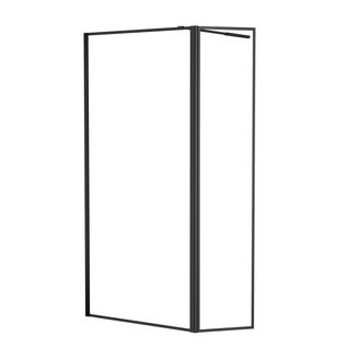 Paroi De Douche Avec Volet Pivotant - Cadre Et Bras Alu. Noir Mat - 90+40x200cm - Dark Contouring