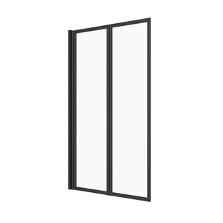 Pare Baignoire Pivotant 70x120cm - 2 Volets Noir Mat - Verre Trempé 4mm - Duplo