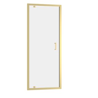 Porte De Douche Pivotante 80x200cm - Profilés Or Doré Brossé - Verre Trempé 6mm - Goldy Crush