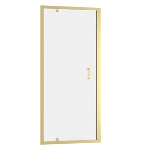 Porte De Douche Pivotante 90x200cm - Profilés Or Doré Brossé - Verre Trempé 6mm - Goldy Crush