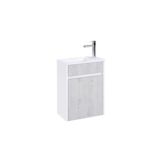 Meuble Lave Mains Mini 40x50x22 Cm - Gris Et Blanc