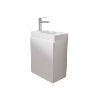 Meuble Lave Mains Blanc 40x50x22 Cm Avec Vasque En Smc - Elementary