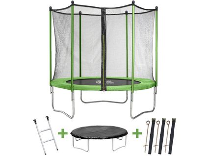Trampoline "yoopi 2" - Ø 2.44 M - Avec Filet + Échelle + Couverture + Kit D'ancrage
