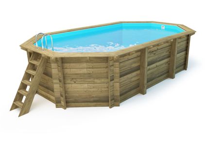 Piscine Bois " Florida 130 " - 6.57 X 4.57 X 1.31 M +  Bâche à Bulles 180 Μ + Bâche Hiver 280 Gr/m²
