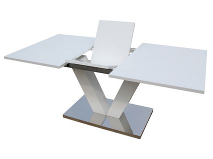 Table Repas Extensible "lora" - Dimensions : 140/180 X 90 X 75 Cm - Blanc Laqué