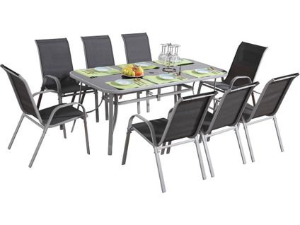 Salon De Jardin "cordoba XL 180" 8 Places - Phoenix - Gris Foncé