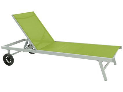 Bain De Soleil Alu / Textilene "bella" Avec Roues - Vert