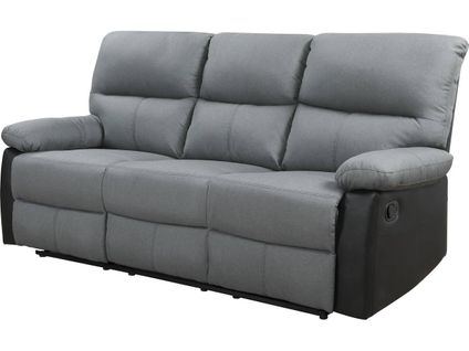 Canapé Relax Lincoln - 197 x 89 x 103 Cm - 3 Places - Noir/Gris Foncé