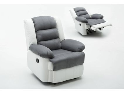 Fauteuil Relax "buckingham" - 85 X 93 X 100 Cm - Blanc / Gris Clair