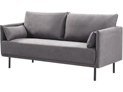 Canapé Fixe Tissu "rudy" - 180.5 X 78 X 52 Cm - 3 Places - Gris Foncé