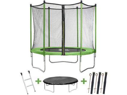 Trampoline "yoopi 2" - D. 1.80 M - Avec Filet + Échelle + Couverture + Kit D'ancrage