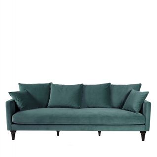 Canapé 4 Places En Velours Pieds Tournés