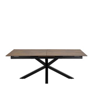 Table à Manger Extensible 6 à 12 Personnes En Céramique Et Métal 200-240x100cm