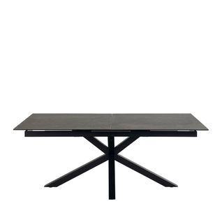 Table à Manger Extensible 6 à 12 Personnes En Céramique Et Métal 200-240x100cm