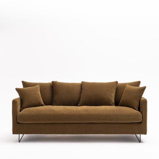 Canapé Convertible 3 Places En Tissu Pieds Épingles Noirs