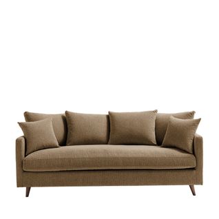 Canapé Convertible 3 Places En Tissu Pieds Bois Foncé