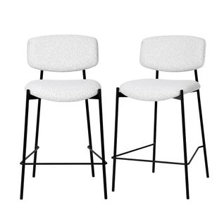 Lot De 2 Chaises De Bar En Tissu Bouclette Et Métal H65cm