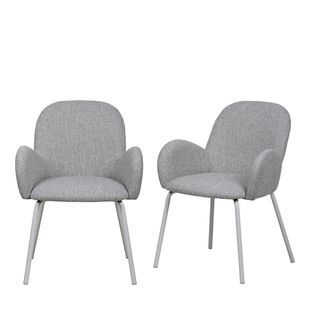Lot De 2 Fauteuils De Table En Tissu Et Métal