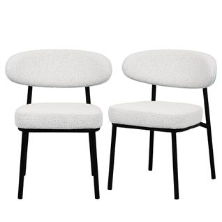 Lot De 2 Chaises En Tissu Bouclette, Bois Et Métal