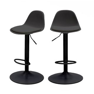 Lot De 2 Chaises De Bar Réglables En Simili Et Métal H61-83cm