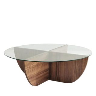 Table Basse Ronde En Verre Trempé Et Bois Ø90cm