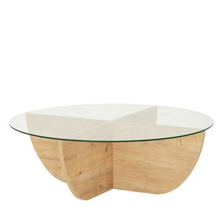 Table Basse Ronde En Verre Trempé Et Bois Ø90cm