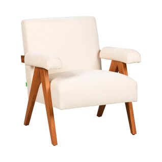 Fauteuil En Tissu Chenille Et Bois