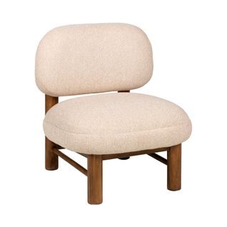 Fauteuil En Tissu Bouclette Et Bois