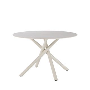 Table à Manger 4 Personnes Ronde Effet Travertin Et Métal Ø120cm