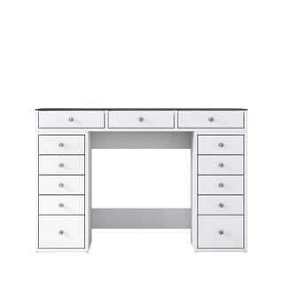 Coiffeuse 13 Tiroirs Avec Plateau En Verre L120cm