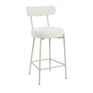 Tabouret De Bar En Tissu Bouclette Pieds Grèges H65cm