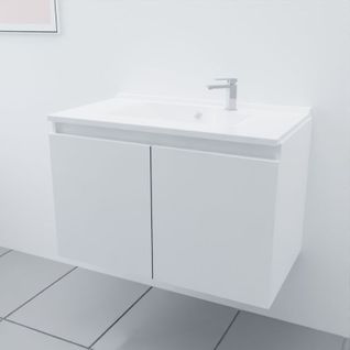 Meuble Salle De Bain Suspendu 80 Cm Proline- Blanc- Résine