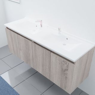 Meuble Double Vasque 140 Cm Proline- Bois  - Vasque En Résine