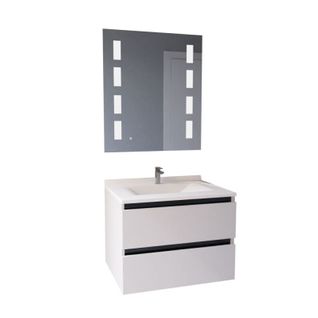 Meuble Salle De Bain Arlequin 70 Cm Avec Miroir Prestige-blanc-noir