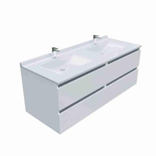 Meuble Double Vasque Arlequin 140 Cm-blanc-gris