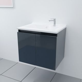 Meuble Salle De Bain Suspendu 70 Cm Proline- Gris- Résine