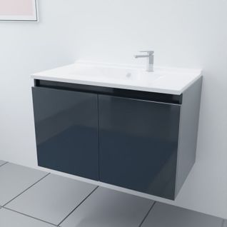Meuble Salle De Bain Suspendu 80 Cm Proline- Gris- Résine