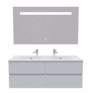 Meuble Double Vasque 140 Cm Rosaly Avec Miroir Elégance Ht80- Blanc