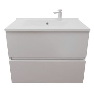 Meuble Salle De Bain Suspendu 70 Cm Rosaly Inox- Blanc- Plan Vasque En Résine