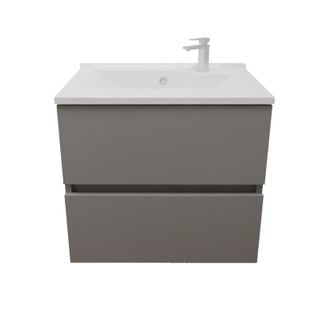 Meuble Salle De Bain Suspendu 60 Cm Rosaly Inox- Gris- Plan Vasque En Résine