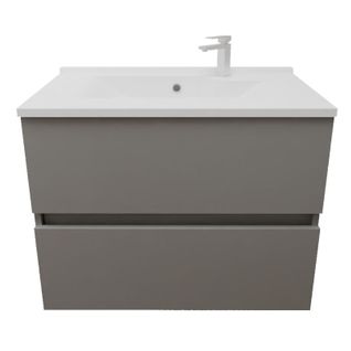 Meuble Salle De Bain Suspendu 70 Cm Rosaly Inox- Gris- Plan Vasque En Résine