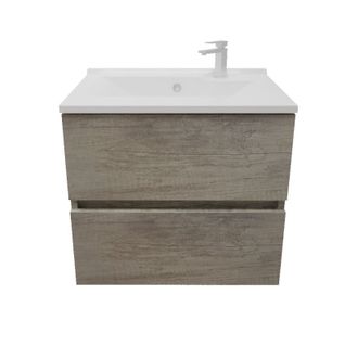 Meuble Salle De Bain Suspendu 60 Cm Rosaly Inox- Bois- Plan Vasque En Résine