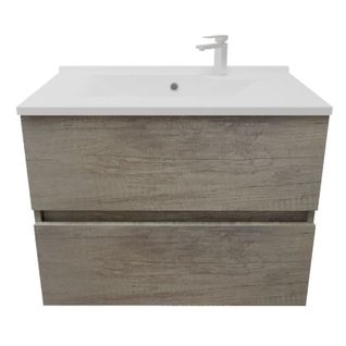 Meuble Salle De Bain Suspendu 70 Cm Rosaly Inox- Bois- Plan Vasque En Résine