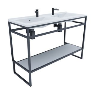 Meuble Salle De Bain Structura 120 Cm Avec Plan Double Vasque- Résine - Blanc