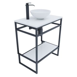 Meuble Salle De Bain Avec Vasque à Poser Structura 70 Cm - Blanc